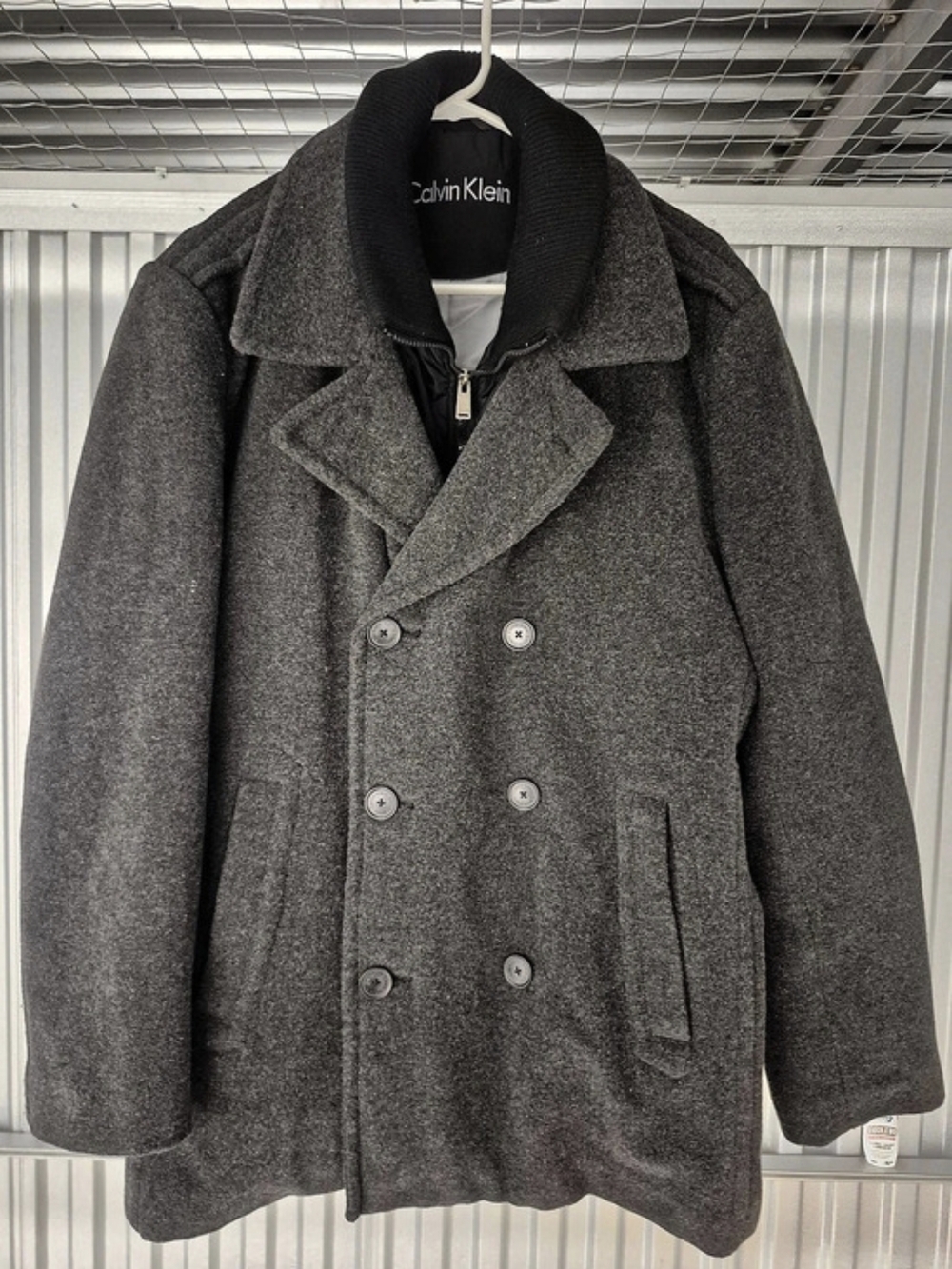 Calvin Klein Men's Gray Double-Breasted Pea Coat Size XL